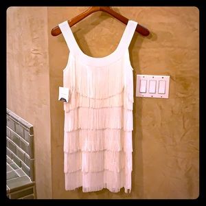 White fringe mini dress NWT